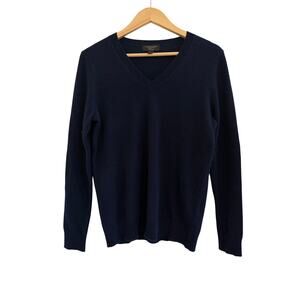Charter Club Luxury Cashmere V-Neck Sweater Womens Medium Blue Preppy Career